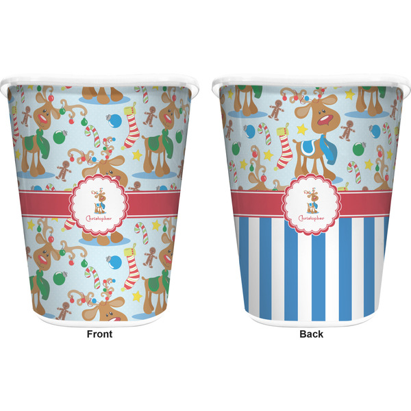 Reindeer Trash Can White - Front and Back - Apvl