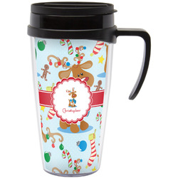 Reindeer Acrylic Travel Mug with Handle (Personalized)