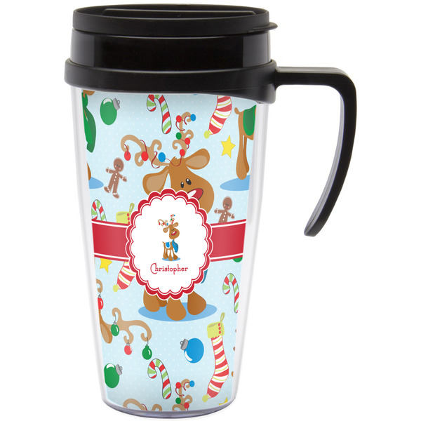 Custom Reindeer Acrylic Travel Mug with Handle (Personalized)