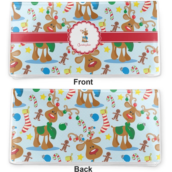 Reindeer Vinyl Check Book Cover - Front and Back