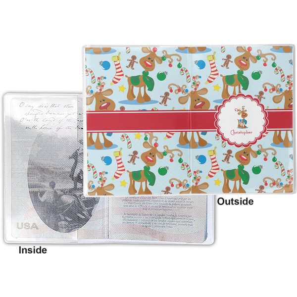 Reindeer Vinyl Passport Holder - Flat Front and Back