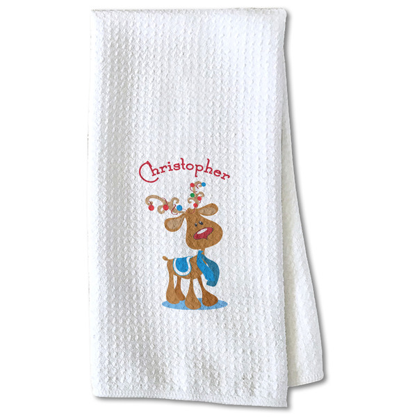 Reindeer Waffle Towel - Partial Print Print Style Image