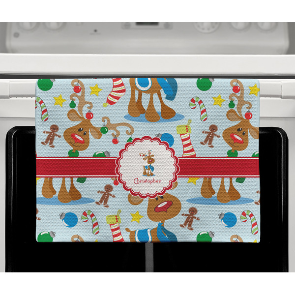 Reindeer Waffle Weave Towel - Full Color Print - Lifestyle2 Image