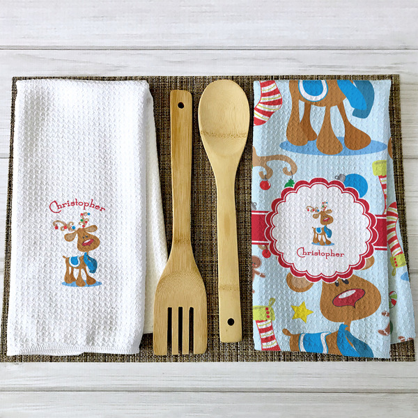 Reindeer Waffle Weave Towels - 2 Print Styles