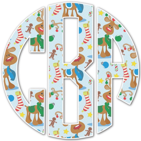 Custom Reindeer Monogram Decal - Large (Personalized)