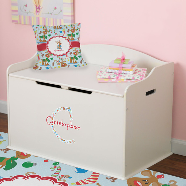 Reindeer Wall Name & Initial Small on Toy Chest