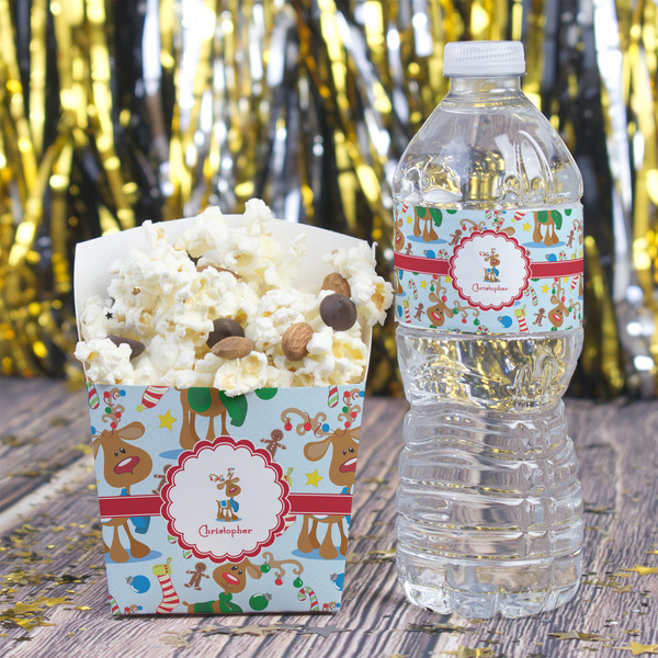 Reindeer Water Bottle Label - w/ Favor Box