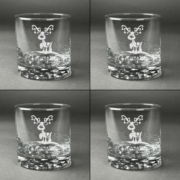 Reindeer Whiskey Glasses - Set of 4 all Engraved
