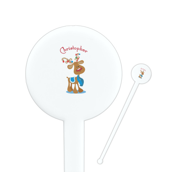 Custom Reindeer Round Plastic Stir Sticks (Personalized)