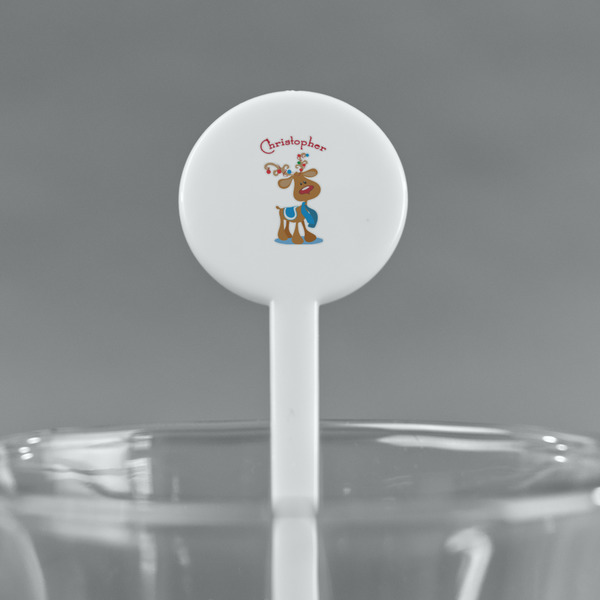 Reindeer White Plastic 7" Stir Stick - Round - Main