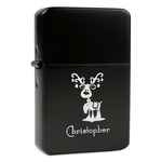 Reindeer Windproof Lighter - Black - Double Sided & Lid Engraved (Personalized)