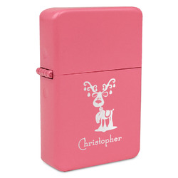 Reindeer Windproof Lighter - Pink - Double Sided (Personalized)