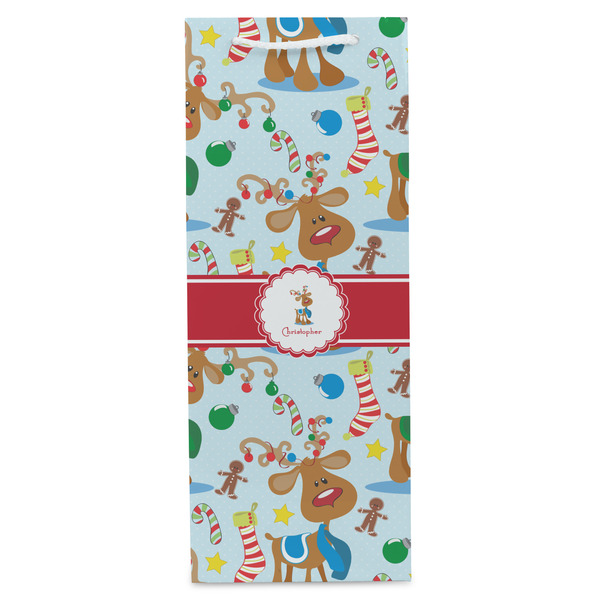 Reindeer Wine Gift Bag - Matte - Front