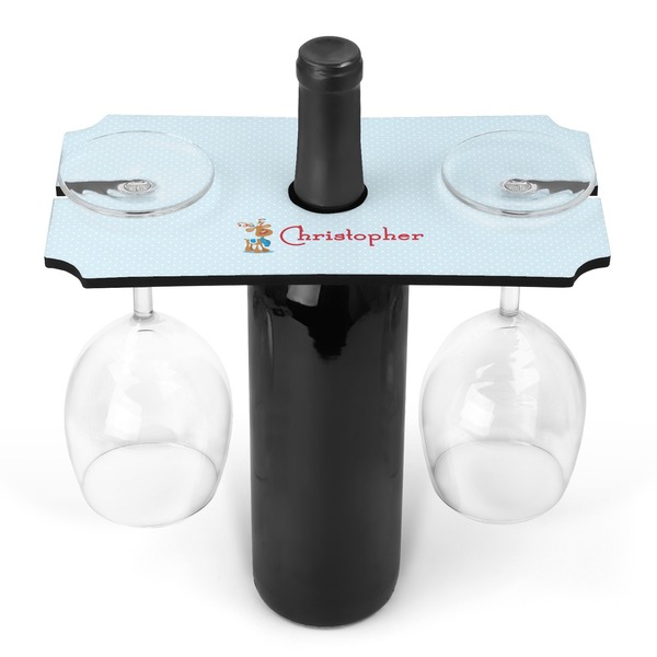 Custom Reindeer Wine Bottle & Glass Holder (Personalized)