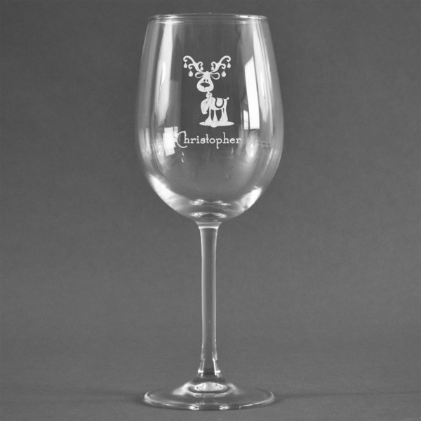 Custom Reindeer Wine Glass (Single) (Personalized)
