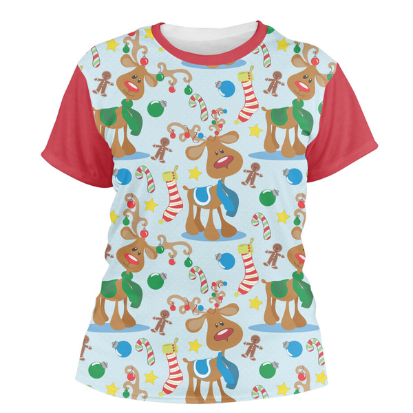 Custom Reindeer Women's Crew T-Shirt - Large