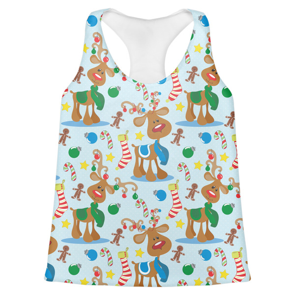 Custom Reindeer Womens Racerback Tank Top - Small