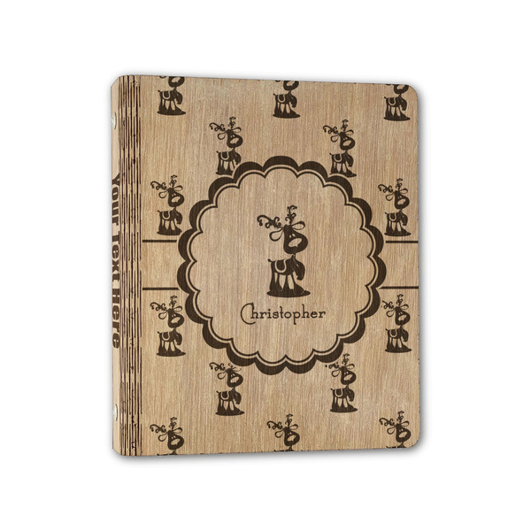 Custom Reindeer Wood 3-Ring Binder - 1" Half-Letter Size (Personalized)