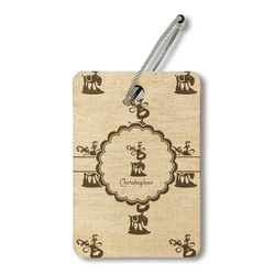 Reindeer Wood Luggage Tag - Rectangle (Personalized)