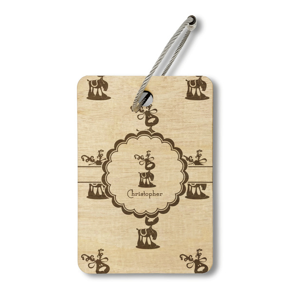 Custom Reindeer Wood Luggage Tag - Rectangle (Personalized)