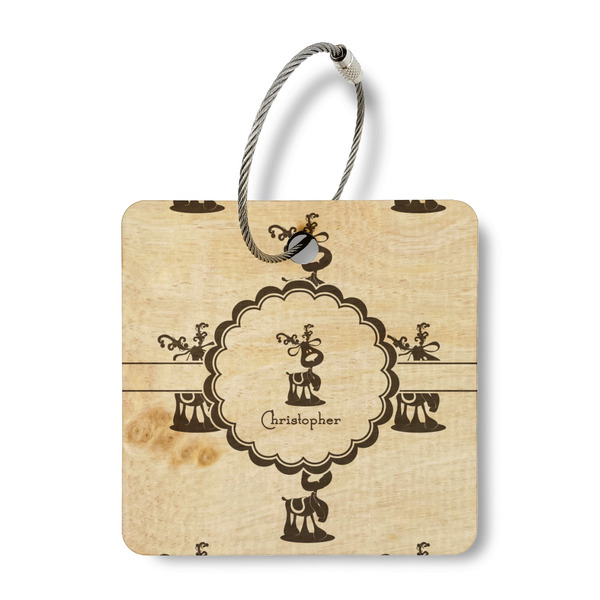 Custom Reindeer Wood Luggage Tag - Square (Personalized)
