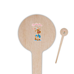 Reindeer 4" Round Wooden Food Picks - Double Sided (Personalized)