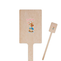 Reindeer 6.25" Rectangle Wooden Stir Sticks - Single Sided (Personalized)