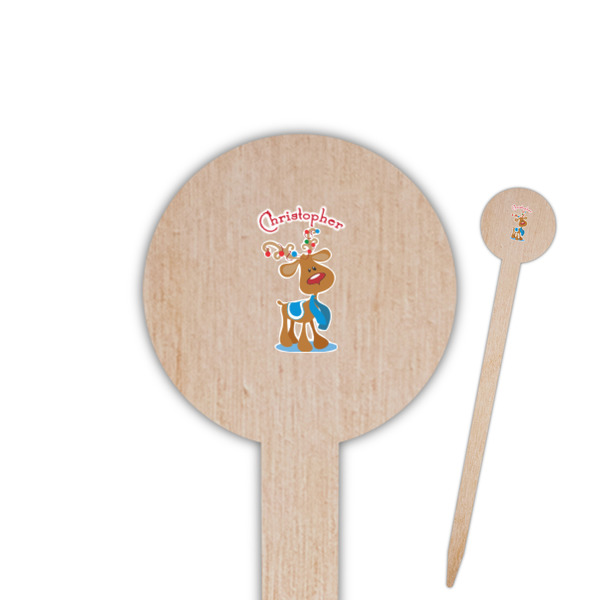 Custom Reindeer Round Wooden Food Picks (Personalized)