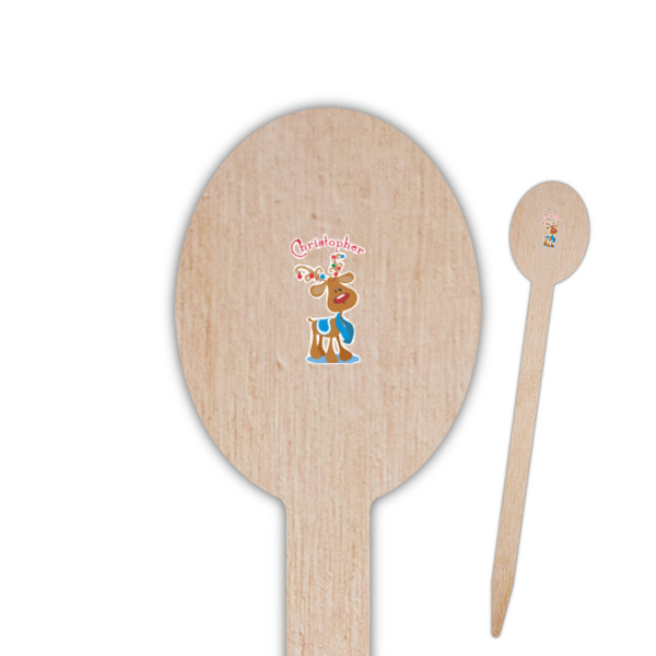 Custom Reindeer Oval Wooden Food Picks - Double Sided (Personalized)