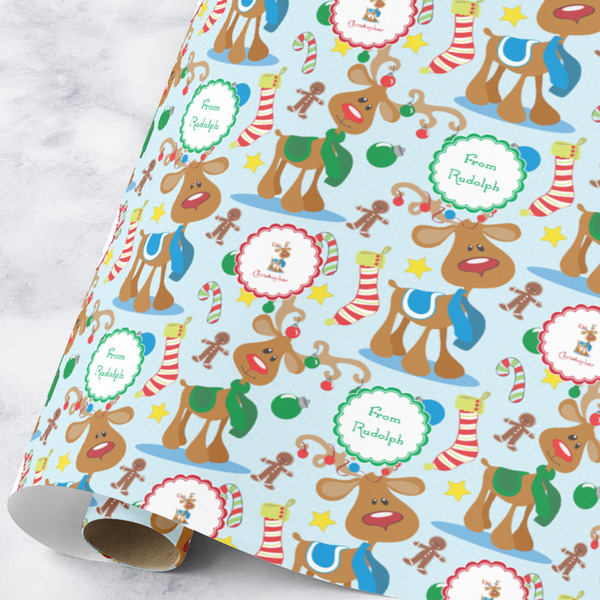 Custom Reindeer Wrapping Paper Roll - Large (Personalized)