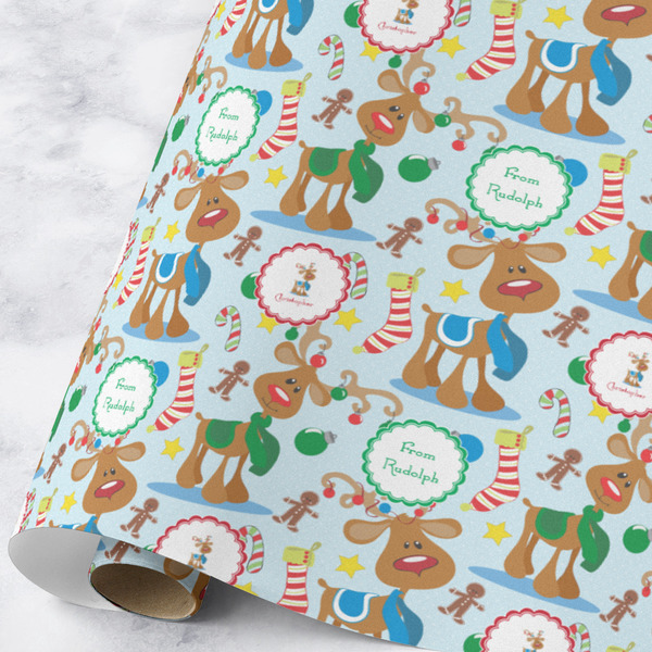 Custom Reindeer Wrapping Paper Roll - Large - Matte (Personalized)
