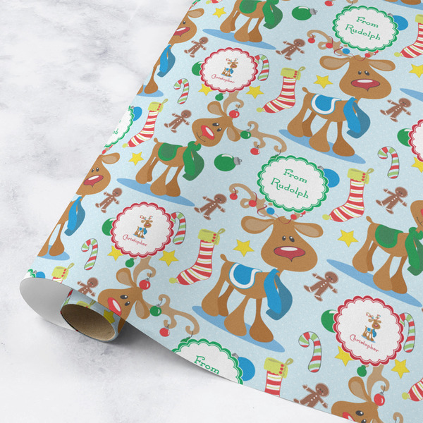 Custom Reindeer Wrapping Paper Roll - Medium - Matte (Personalized)