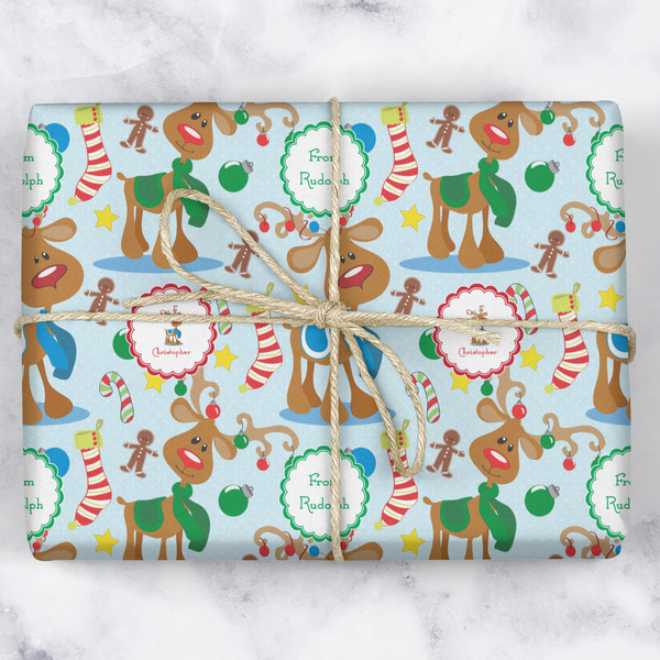 Reindeer Wrapping Paper Roll - Matte - Wrapped Box