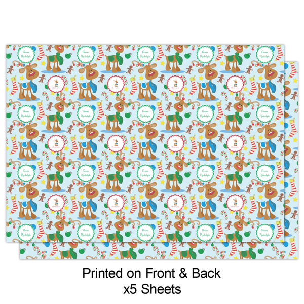 Reindeer Wrapping Paper Sheet - Double Sided - Front