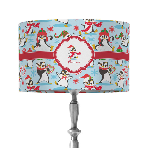 Custom Christmas Penguins 12" Drum Lamp Shade - Fabric (Personalized)