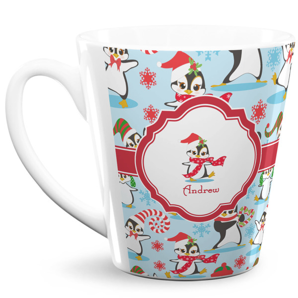 Custom Christmas Penguins 12 Oz Latte Mug (Personalized)