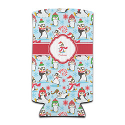 Christmas Penguins Can Cooler (tall 12 oz) (Personalized)