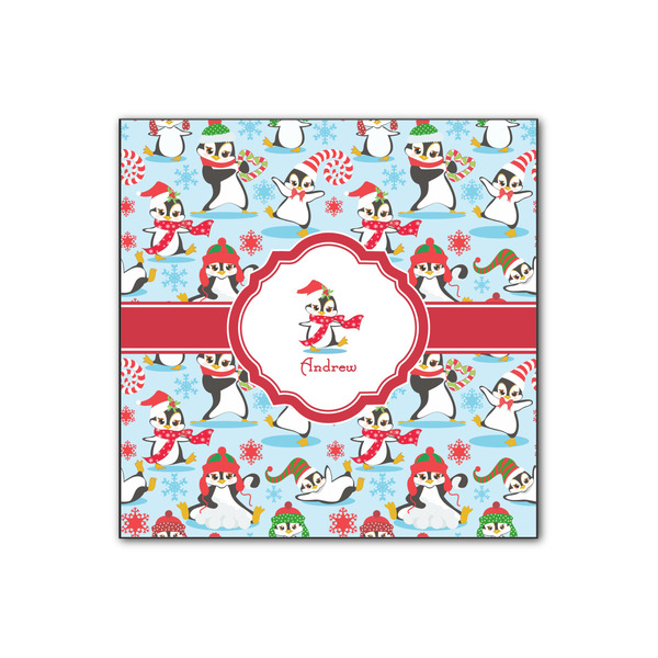Custom Christmas Penguins Wood Print - 12x12 (Personalized)