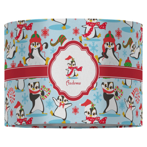 Christmas Penguins 16" Drum Lampshade - FRONT (Fabric)