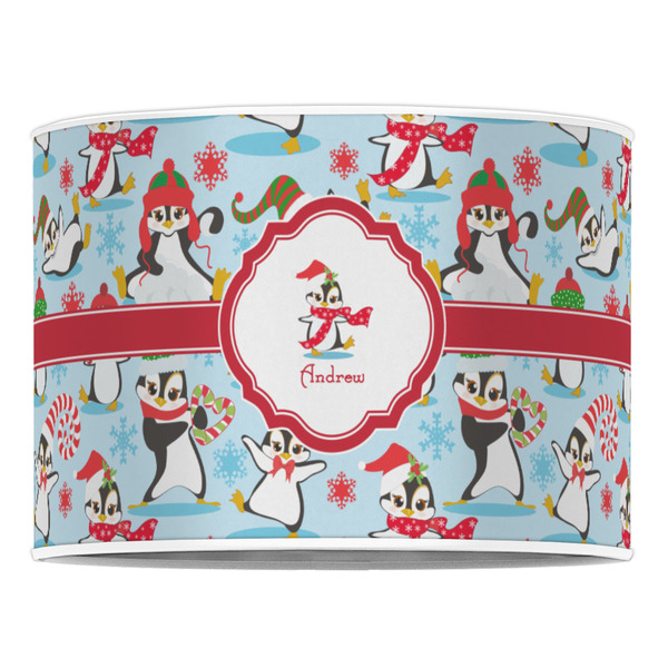 Christmas Penguins 16" Drum Lampshade - FRONT (Poly Film)