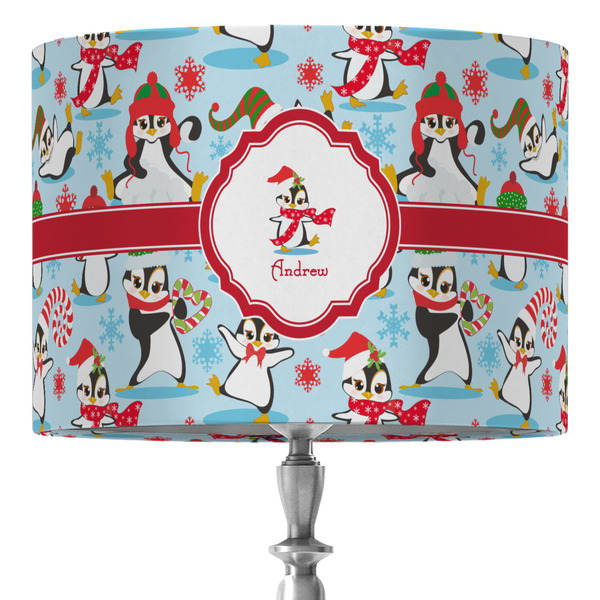 Custom Christmas Penguins 16" Drum Lamp Shade - Fabric (Personalized)