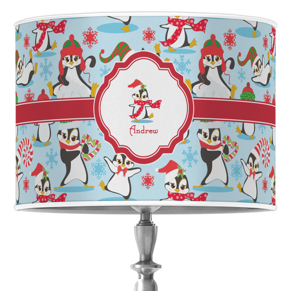 Custom Christmas Penguins 16" Drum Lamp Shade - Poly-film (Personalized)