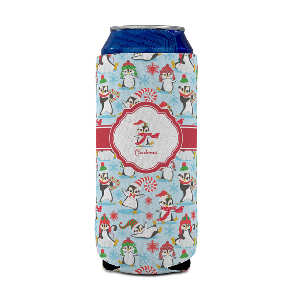Christmas Penguins 16oz Can Sleeve - FRONT (on can)