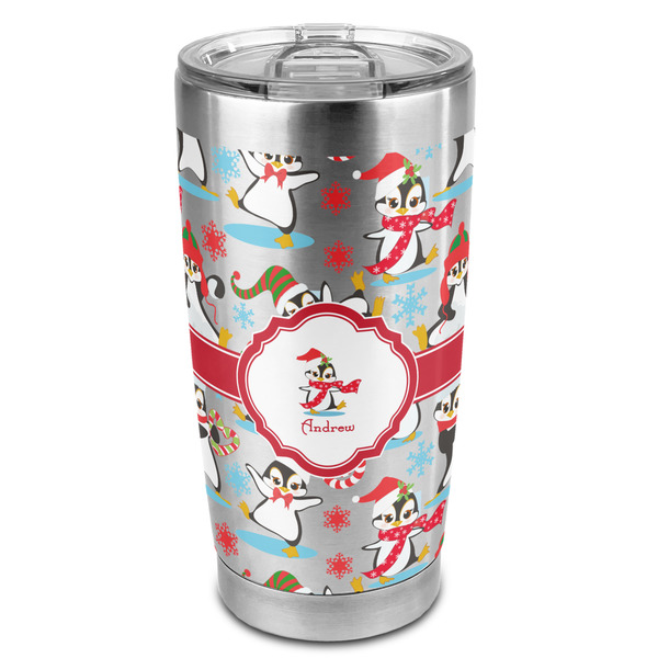 Custom Christmas Penguins 20oz Stainless Steel Double Wall Tumbler - Full Print (Personalized)