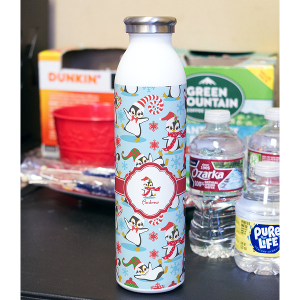 Christmas Penguins 20oz Water Bottles - Full Print - In Context