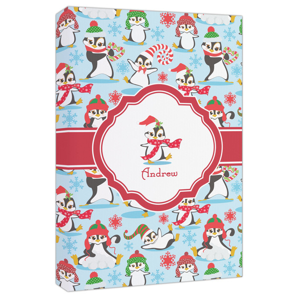 Custom Christmas Penguins Canvas Print - 20x30 (Personalized)