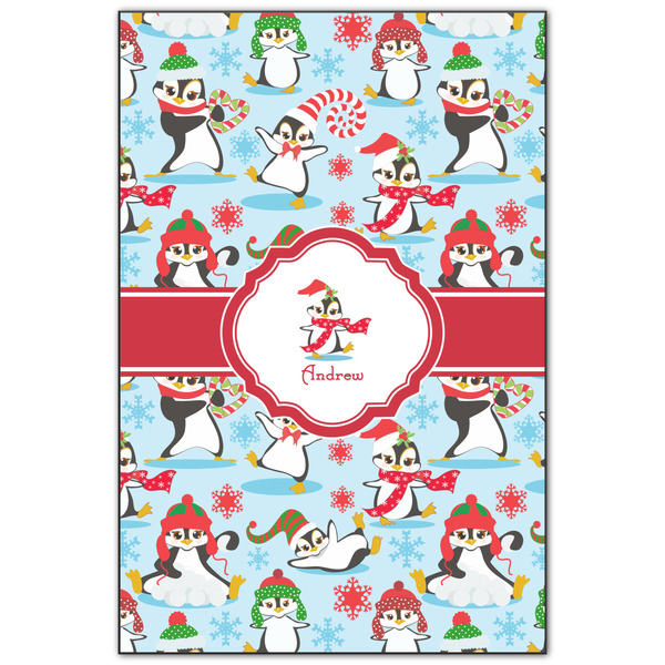 Custom Christmas Penguins Wood Print - 20x30 (Personalized)