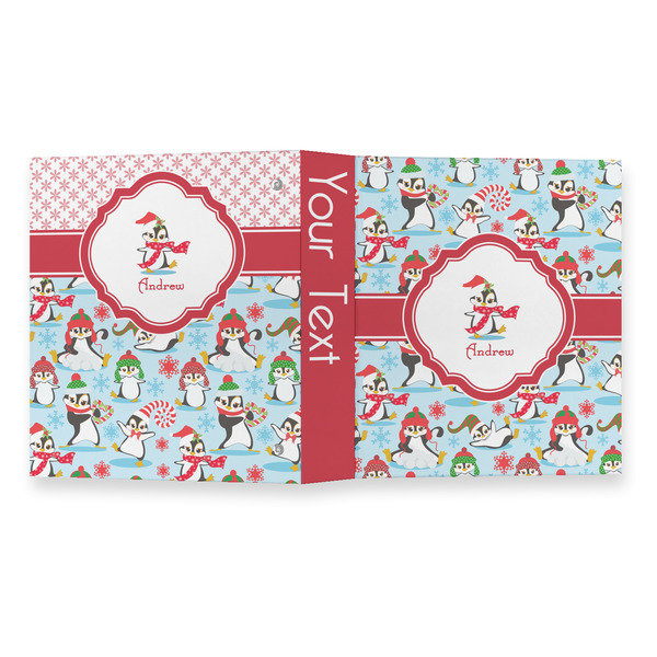 Christmas Penguins 3 Ring Binders - Full Wrap - 1" - OPEN OUTSIDE