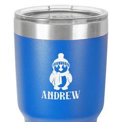 Christmas Penguins 30 oz Stainless Steel Tumbler - Royal Blue - Double-Sided (Personalized)