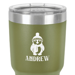 Christmas Penguins 30 oz Stainless Steel Tumbler - Olive - Single-Sided (Personalized)